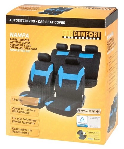 COPRISEDILI PER VOLVO S40 1996-2004 I 13423 NERO BLU FODERE AUTO COMPATIBILI - Foto 7 di 8
