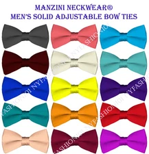Manzini Neckwear® Men's Solid Color Adjustable Pre-Tied Bow Tie