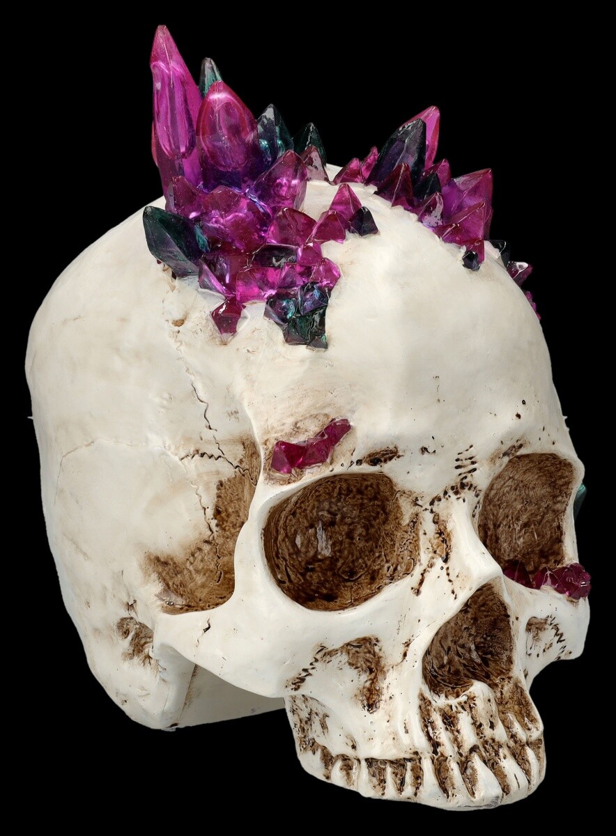 Skull Figure Halloween Decor With Colorful Artificial Crystals Creepy H 16.5