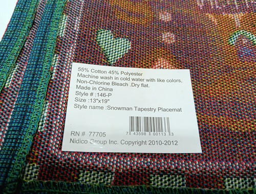 Tapestry Snowman Placemats Set 4 Snowmen Rejoice Christmas Winter 13”x19” - 第 3/3 張圖片