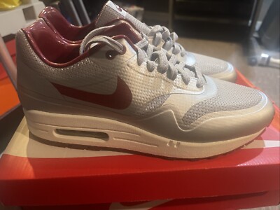 Size 9.5 - Nike Air Max 1 Hyperfuse  QS Silver Deep Red DS