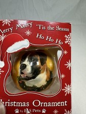 DOG LOVERS BOXER Uncropped Ears BY E S PETS GLOBE CHRISTMAS ORNAMENT NEW