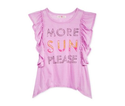 Kandy Kiss Girls More Sun Please Ruffle Sleeve T-Shirt Violet X-Large NWT