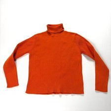 Vintage Ralph Lauren Womens Sz L Ribbed Turtleneck Sweater Orange Made in JAPAN