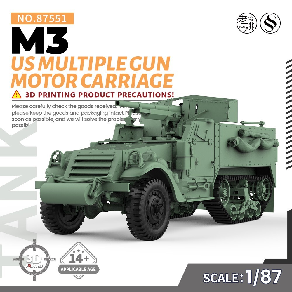 1/87 US M3 Multiple Gun Motor Carriage Military Scale Model Kit  