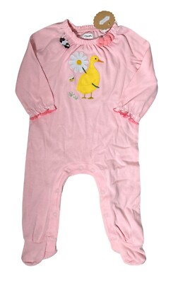 Mud Pie 3-6m NWT pink duck ducky flower daisy Sleeper romper applique yellow