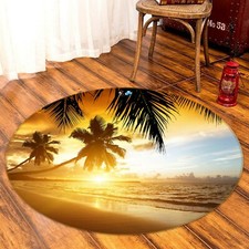 3D Coconut Tree Beach Sunset NAO3977 Game Rug Mat Elegant Photo Carpet Mat Fay