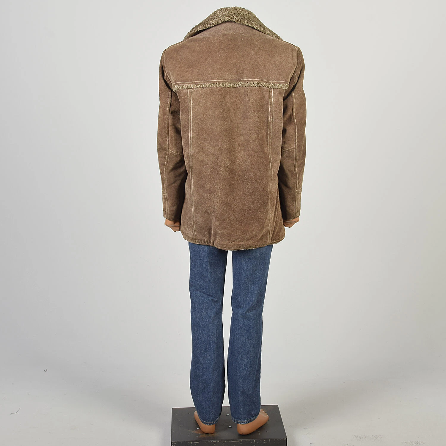  1970s suede leather faux shearling western cowboy jacket