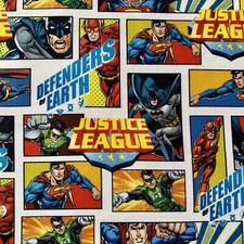 100% COTTON FABRIC DC COMIC SUPERHERO BATMAN SUPERMAN - FAT QUARTER 18X22"