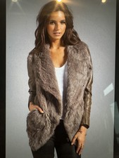 June Knit Fur Jacket With Leather Sleeves -taupe