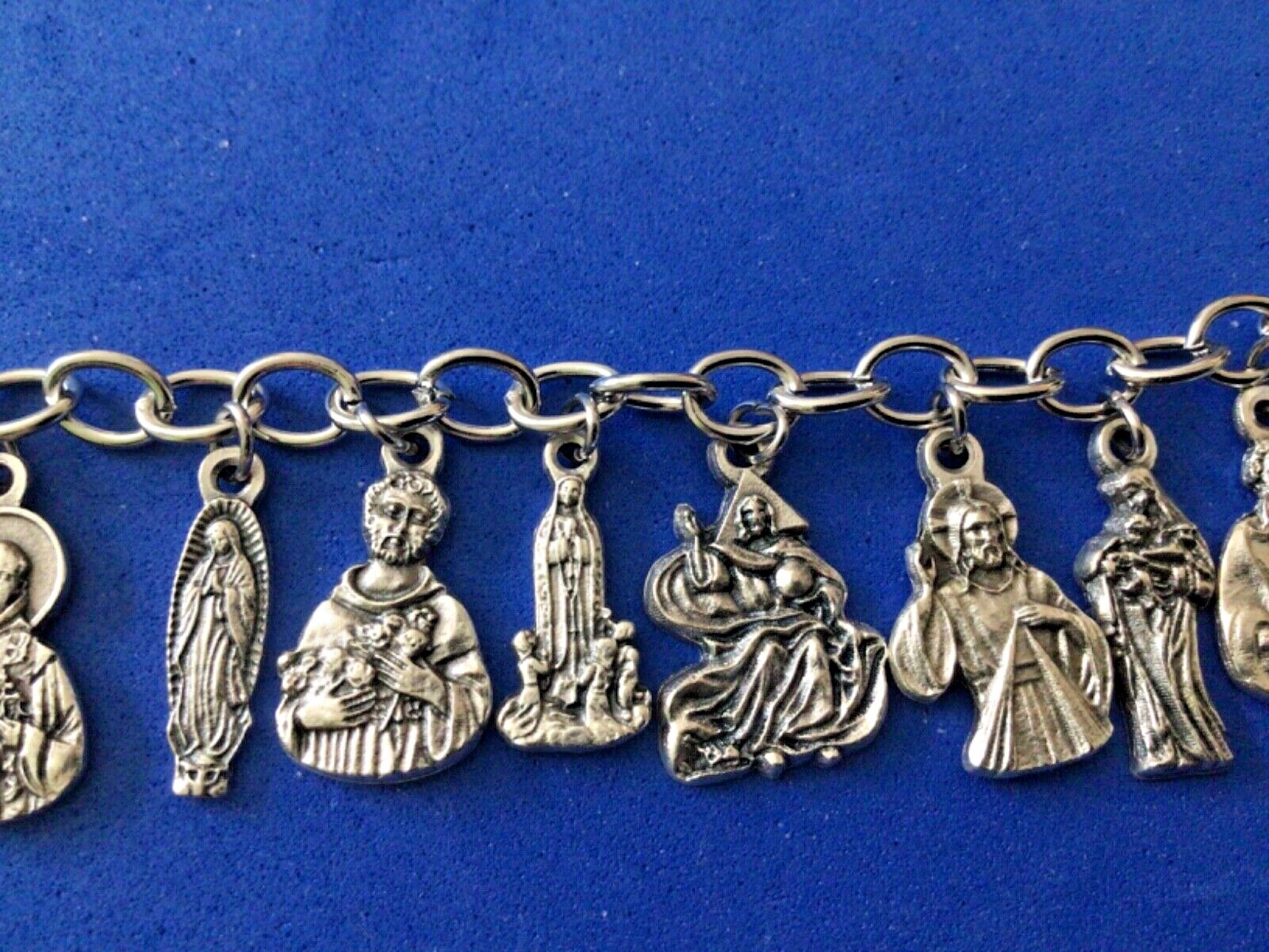Custom Religious Catholic Saint Medal Charm Bracelet FIGURE Medals