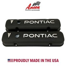 Gm Pontiac Valve Covers Black - Raised Letter Logo Die-cast Aluminum - Ansen Usa