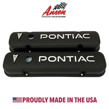GM Pontiac Valve Covers Black - Raised Letter Logo Die-Cast Aluminum - Ansen USA