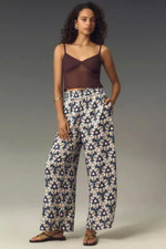 By Anthropologie Wide-Leg Pull-On Pants Size M blue NWT Medium