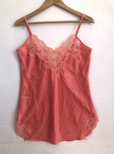 VICTORIAS SECRET Gold Label VTG Silky Satin Slip Dress Lingerie Orange Size M