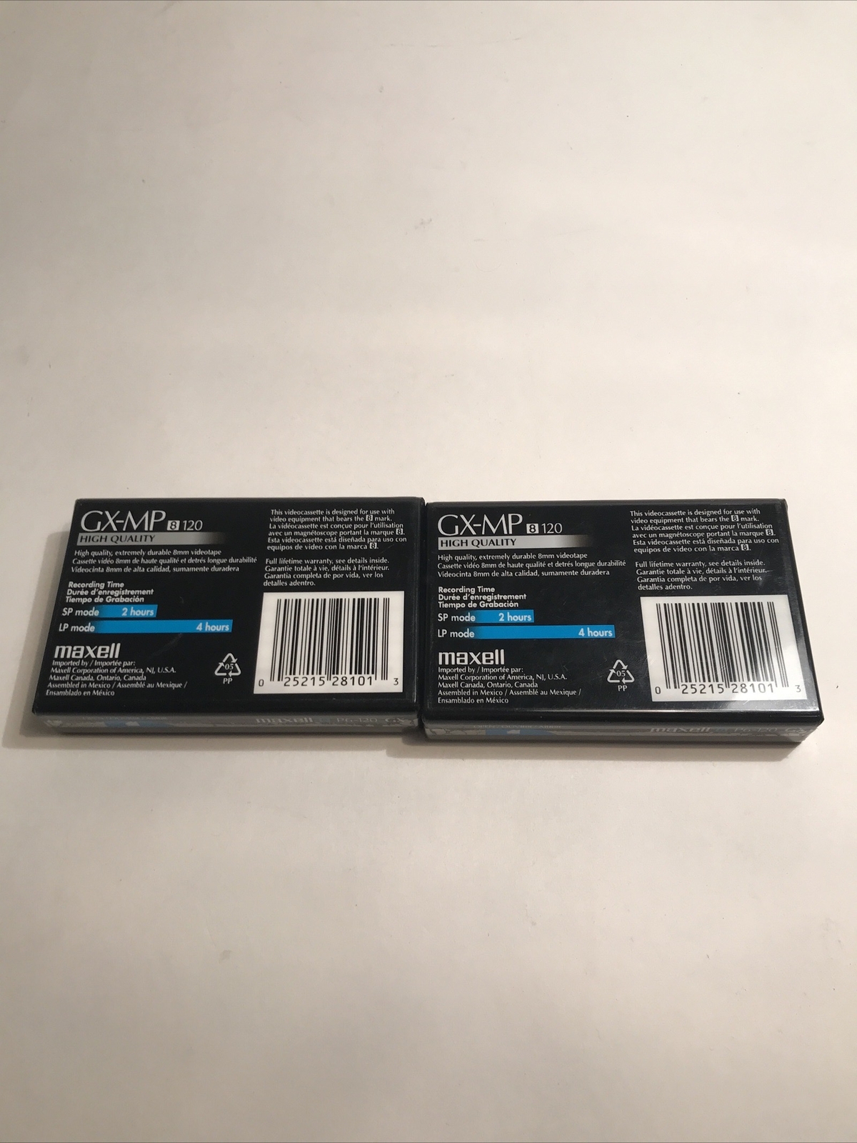 Maxell 8mm GX-MP High Quality 120 Camcorder Video Cassette Tapes 2 Pack