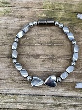 100 Silver Magnetic Hematite Heart Bracelet Anklet Necklace 1 Row