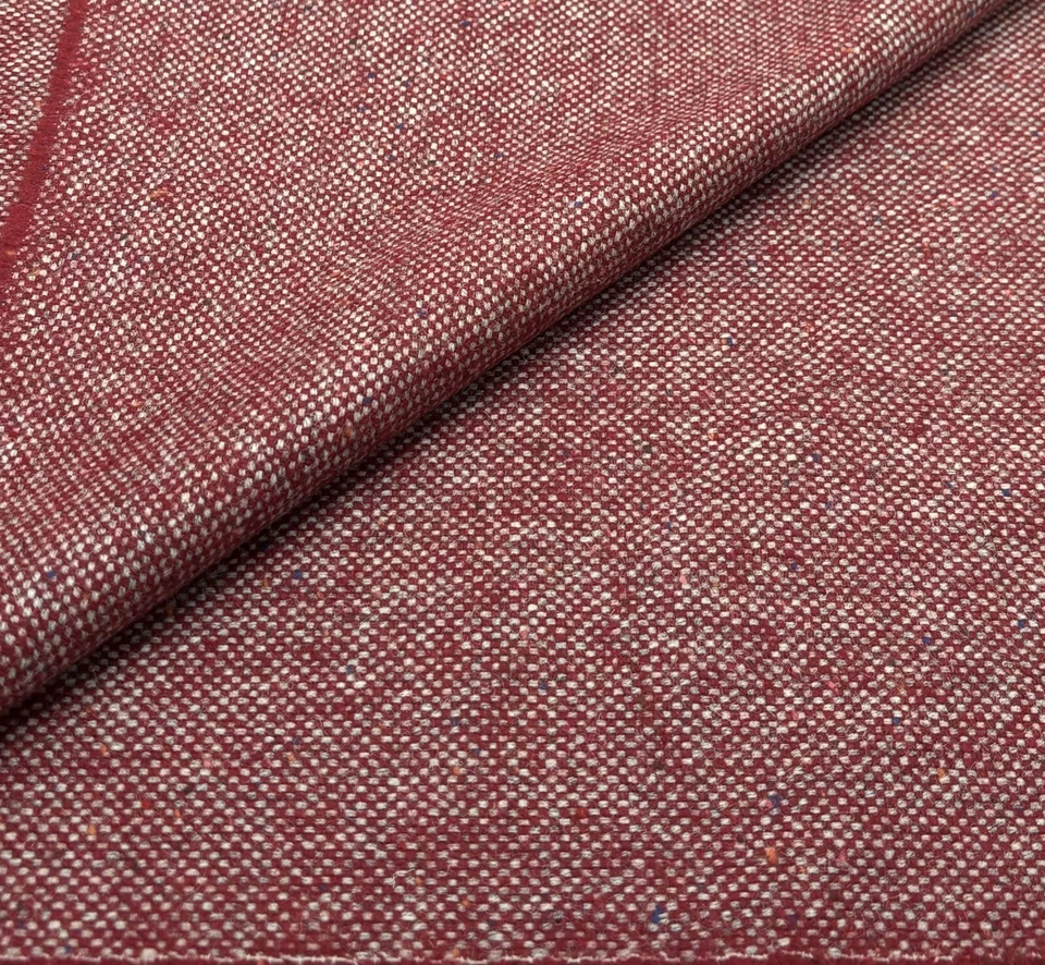 Red Wool Fabric Donegal Tweed Fabric Upholstery Cushion Curtain SOLD PER METER - Image 4 of 4