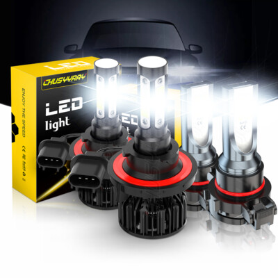 For GMC Yukon 2007 - 2014 4x 6000k Combo LED Headlight Hi/Lo Fog Light Bulbs