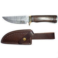 Handgemachtes Damast Jagdmesser Outdoor Holzgriff Full-Tang inkl. Lederscheide