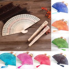 Fashion Wedding Hand Fragrant Party Carved Bamboo Folding Fan Chinese Wooden X