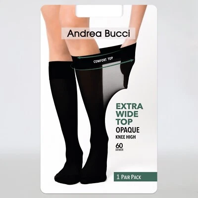 Andrea Bucci extra breite bequeme undurchsichtige kniehohe Socken 60 Denier