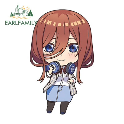 EARLFAMILY 5.1'' Nakano Miku Anime Chibi Girl Car Sticker Windows Bumper Decal
