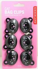 Kikkerland Cat Bag Clips, Set of 6 ,Black 68636