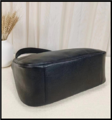 COACH CC435 Black Cary Shoulder Bag Soft Pebble Leather Outlet New