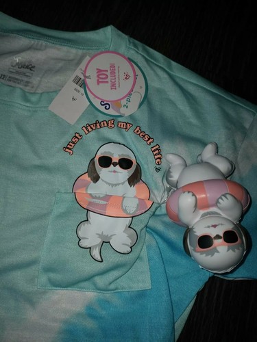 Girls justice 3pc blue tye dye puppy sleep set size 12 new - Picture 2 of 2