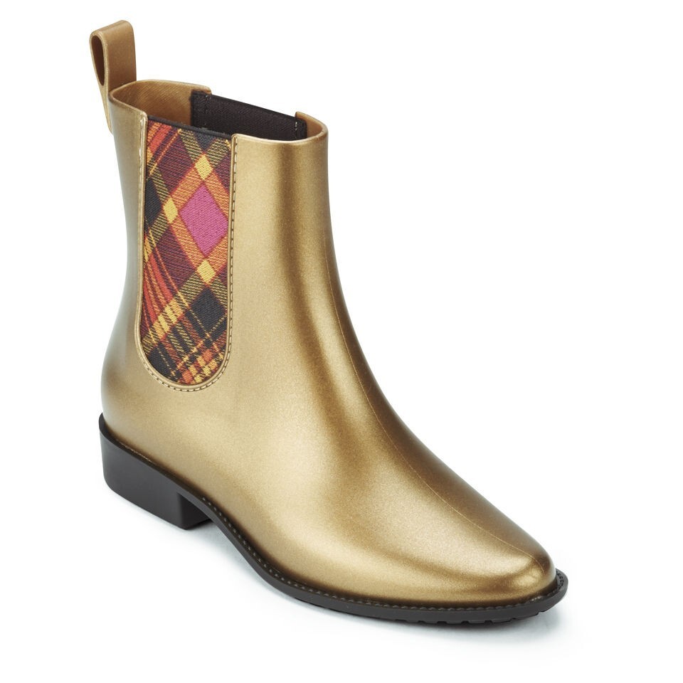NEW Vivienne Westwood ANGLOMANIA x MELISSA Gold PINK PLAID Tartan