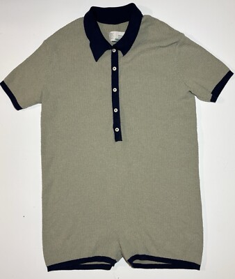 Anthropologie Saturday Sunday Ribbed Knit Romper Jumsuit Polo