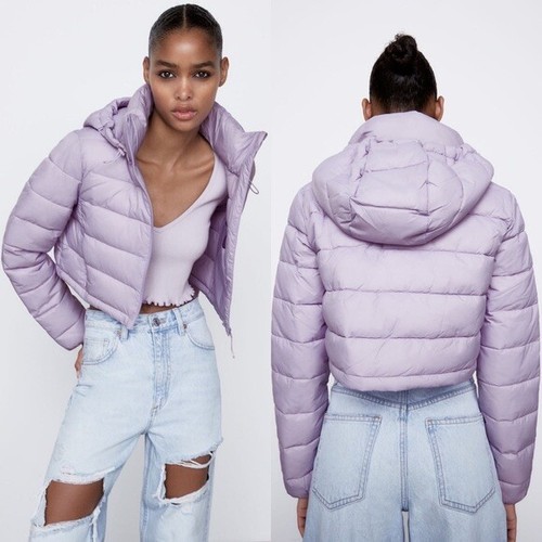 Zara Lilac Quilted Cropped Puffer Jacket XL Blogger Favorite Trendy Y2K 90s  New | eBay