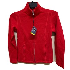Kirkland Women's Full Zip Jacket Brushed Stretch Fabric Cotton Red Size S