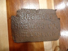ANTIQUE RICE LAKE BRG CO METAL KEG MARKER RICE LAKE WISCONSIN WIS WI