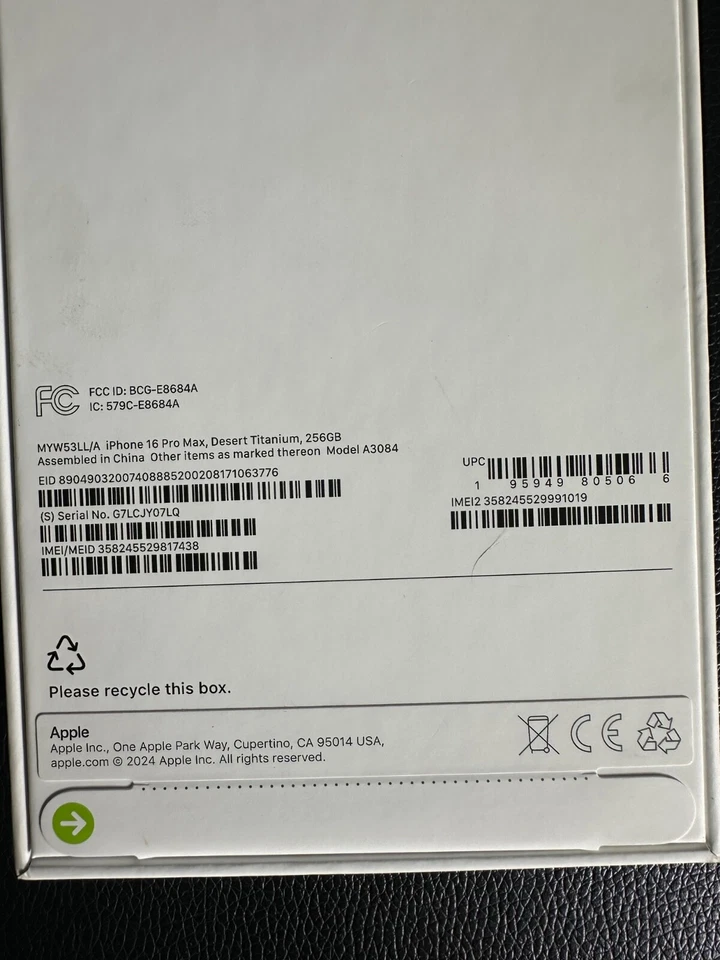 iPhone 16 Pro Max 256GB A3084 T-Mobile eSIM Brand New Company Sealed Box - Image 3 of 4