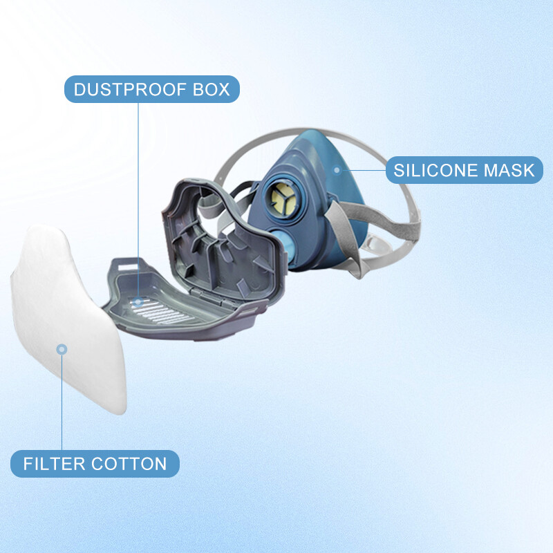 Silicone Half Face Dust Mask Paint Spray Chemical Respirator Reusable 95% Filter