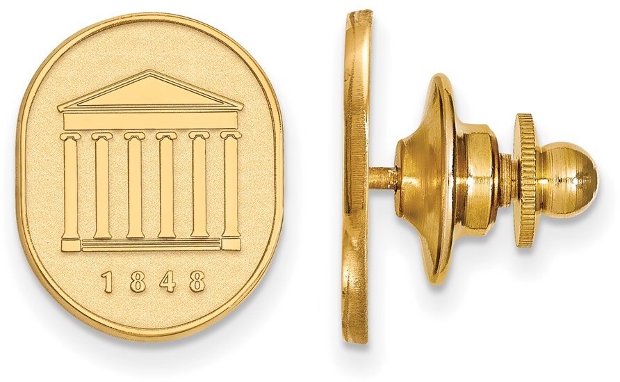 Spilla da bavero crest Università del Mississippi placcata oro argento sterling di LogoArt