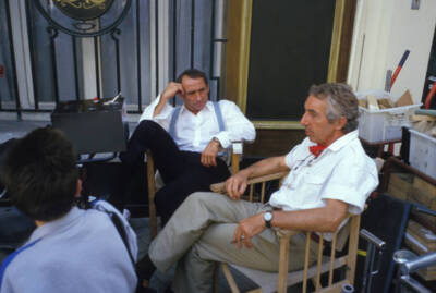 Claude Brasseur Philippe de Broca the set of La Gitane in 1985 in - Old Photo
