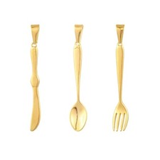 3Pcs Tableware Charm Stainless Steel Spoon Knife Fork Pendant for Jewelry Making