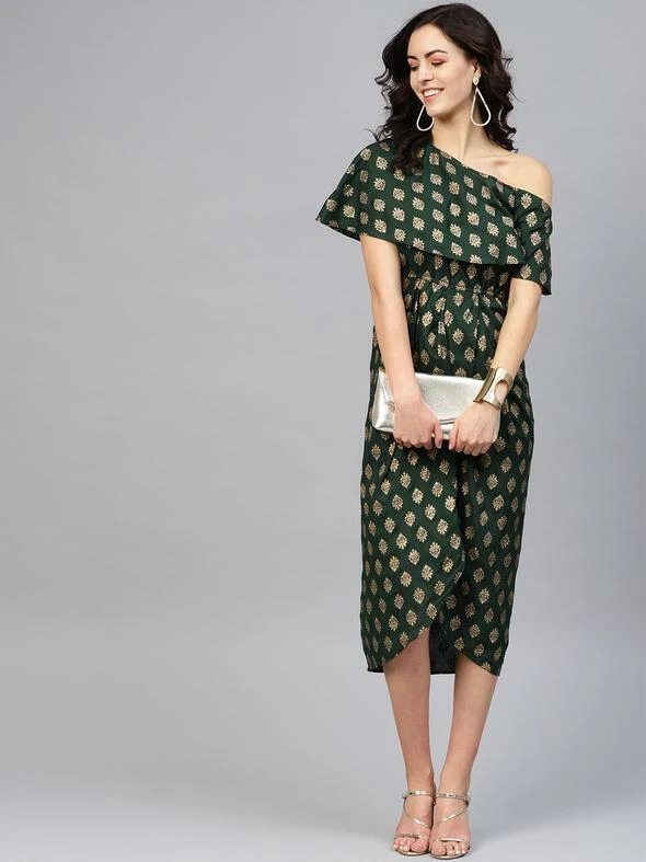 One shoulder indo shop western dress
