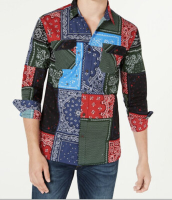 $168 Mens Levi Strauss Small Bandana Patch Shirt Western Rodeo VtG LVC  Multi Red