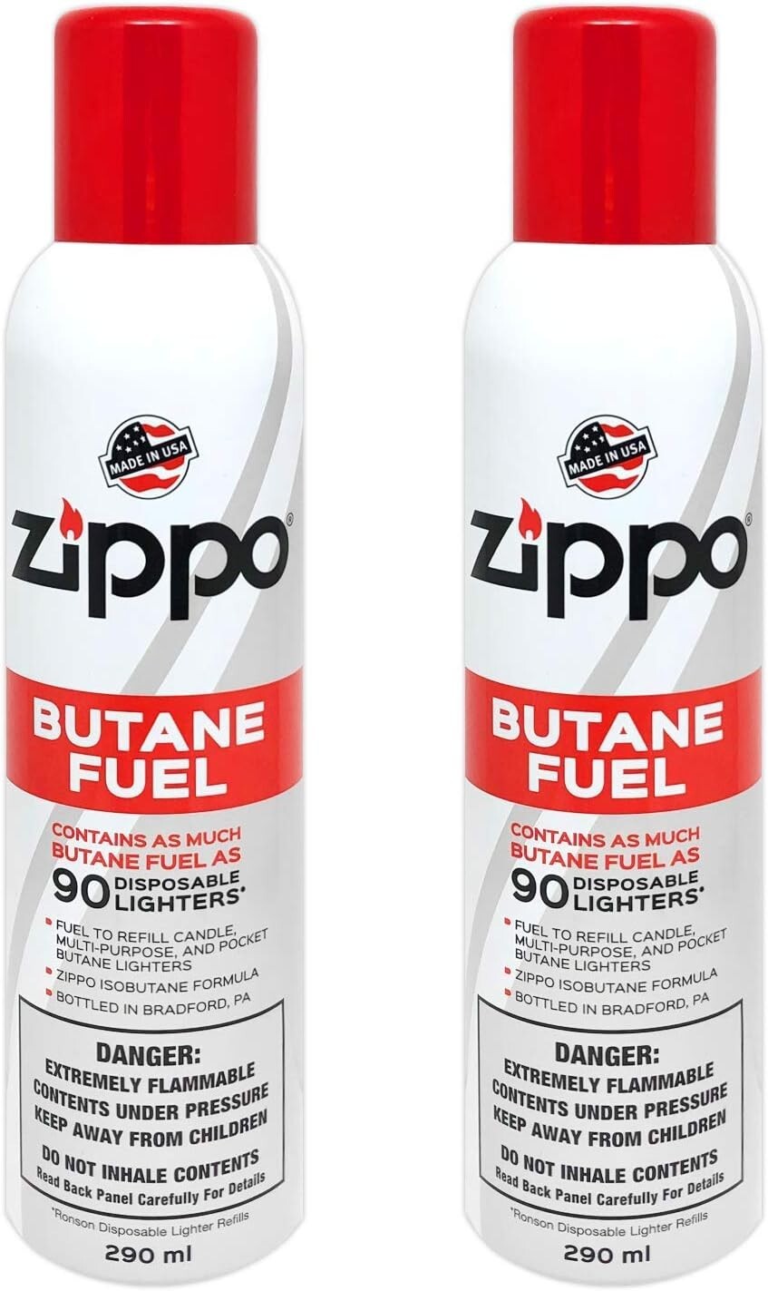 Zippo Lighter Butane 290 ml  Universal Fuel x 2 Cans  Large 90 can Refill