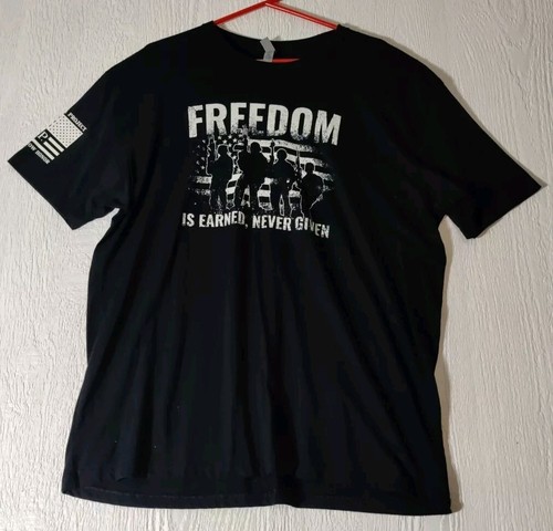 Til Valhalla Project FREEDOM Is Earned, Never Given Shirt Men's Sz XXL Black