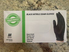 Supplymaster Black Nitrile Exam Gloves (size medium 100 gloves per box)