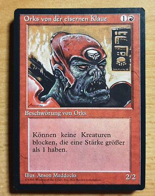  ORKS VON DER EISERNEN KLAUE  RENAISSANCE 1995  NM  ROT MAGIC  MTG Ironclaw Orcs