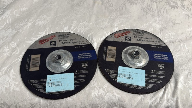 Milwaukee 49-94-9025 9" Type 27 Grinding Disc Set (2) Metal Stainless