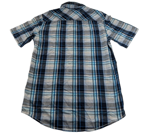 Men's Burnside Avery Brewing Co Colorado Blue White Plaid Button Up Shirt Sz M - Picture 2 of 8