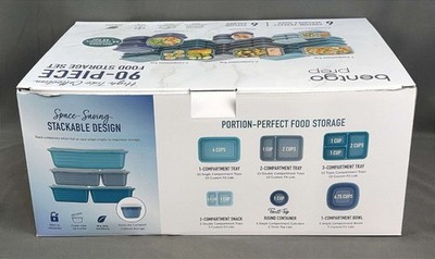Bentgo 90 Piece Meal Prep Set, Blue Mist Food Storage Set Freeze/Heat/Clean New