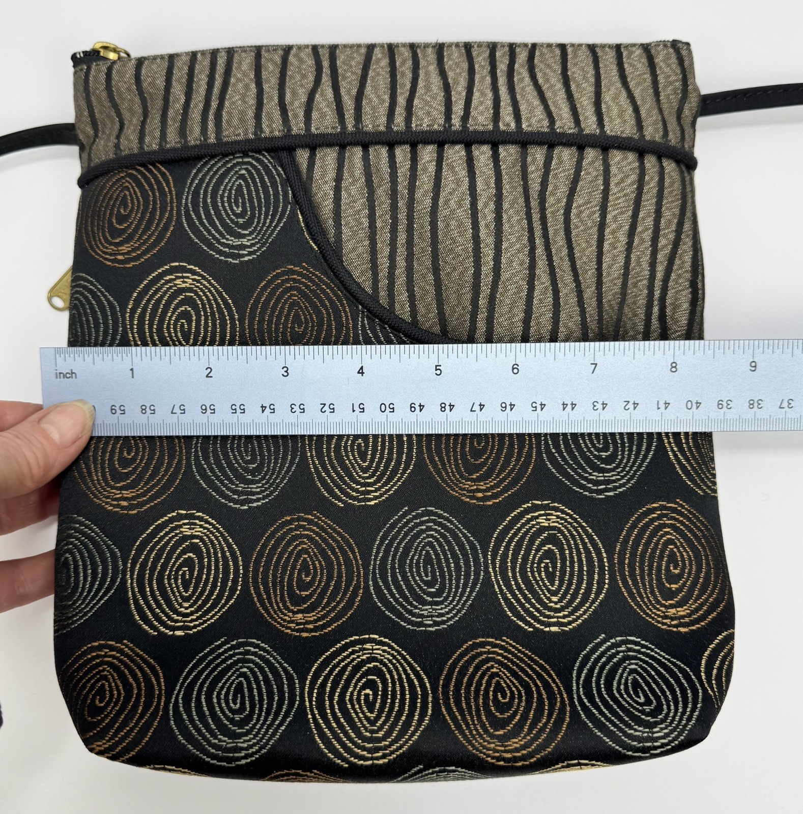 Brown Geometric Patchwork Tapestry Crossbody Bag … - image 15